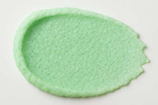 create a swatch of a creamy pastel green sugar body scrub
