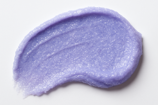 create a swatch of a creamy purplish blue sugar body scrub