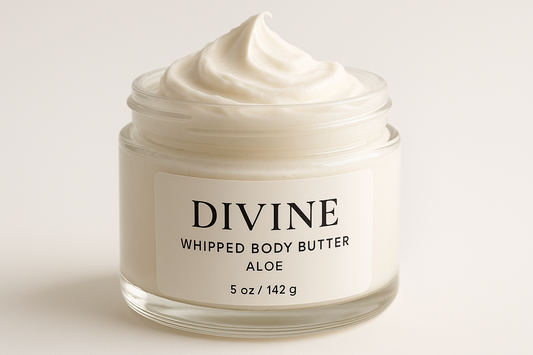 create a 5 oz jar of Divine whipped body butter with aloe. make it thick and creamy