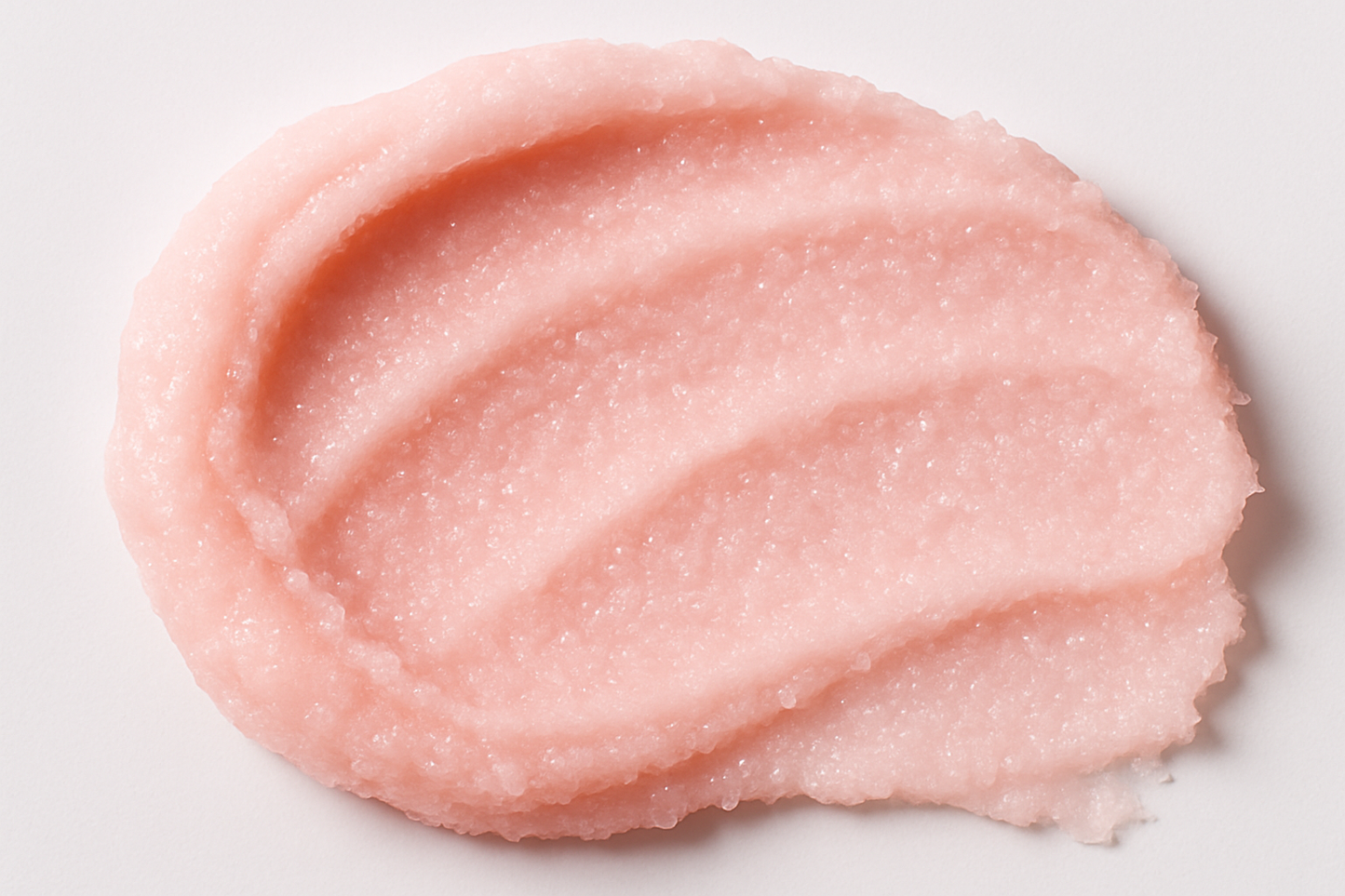create a swatch of a creamy pastel pink sugar body scrub